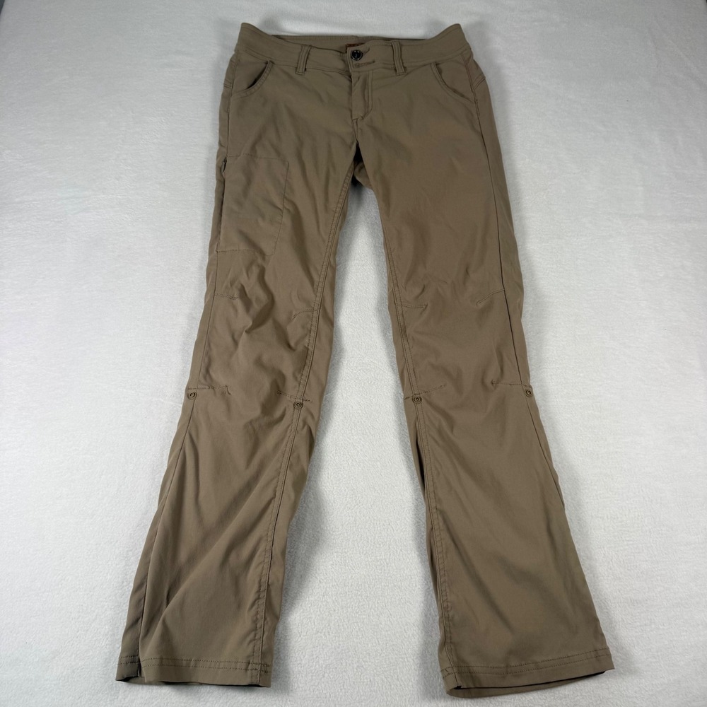 Prana Halle Hiking Pants Womens 2 Short Brown Nylon Stretch Gorpcore Roll Up Leg